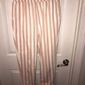 pink and white striped pants